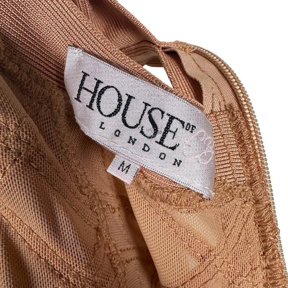 House of CB Cressida Bandage Bodycon Tan Dress Size Medium - Picture 7 of 9